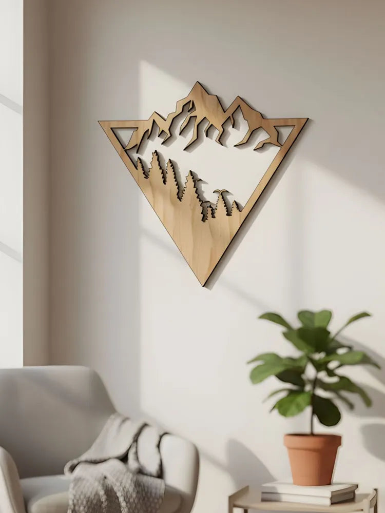 Wooden wall mural "Mountains in a Triangle"