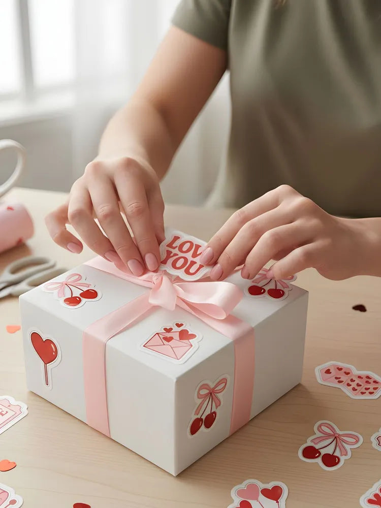 "Love & Luck" Aesthetic Sticker Sheet - Y2K Pink Vinyl Decals - Heart Dice, Slot Machine & XOXO Art for Phone Case & Journaling