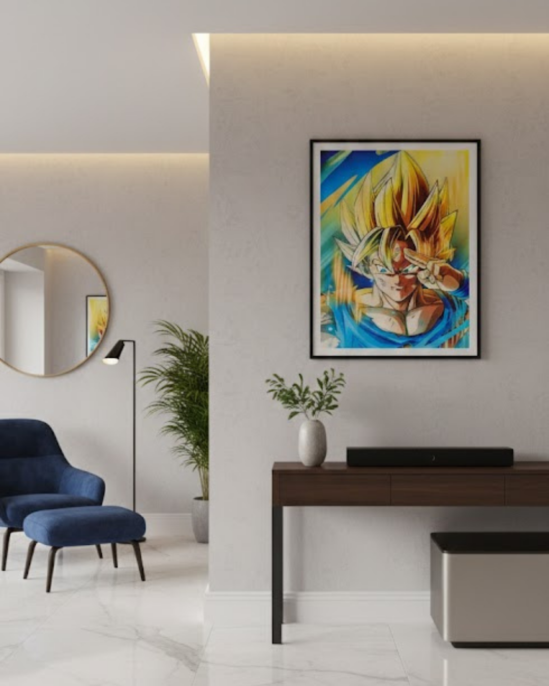 3D Lenticular Poster Divine Blue Aura Warrior Motion Sticker 30x40cm Anime Art #2
