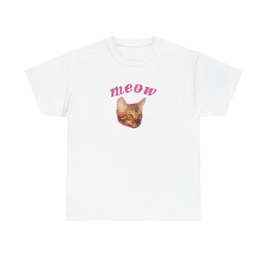 Cat Lover Unisex Heavy Cotton Tee, Cute Meow T-Shirt, Pet Lover Gift, Animal Lover Apparel, Funny Cat Graphic Tee, Birthday Gift