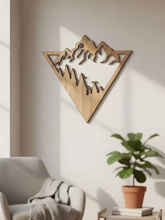 Wooden wall mural "Mountains in a Triangle"
