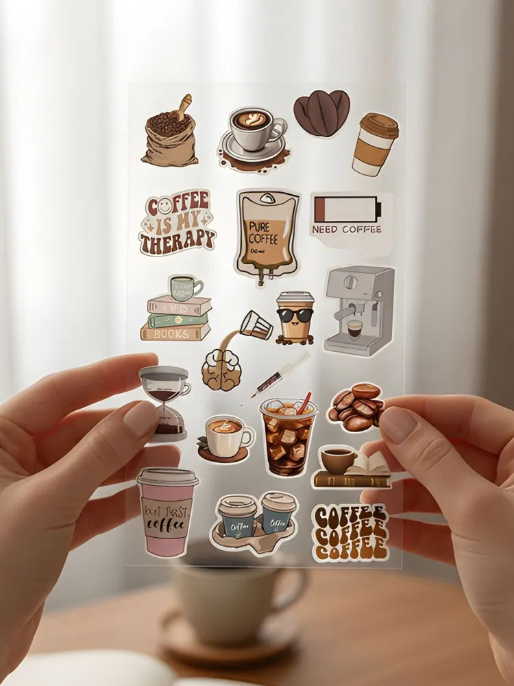 Funny Coffee Stickers Set Coffee Is My Therapy Decal Vinyl Waterproof Laptop Phone Case Water Bottle Decor