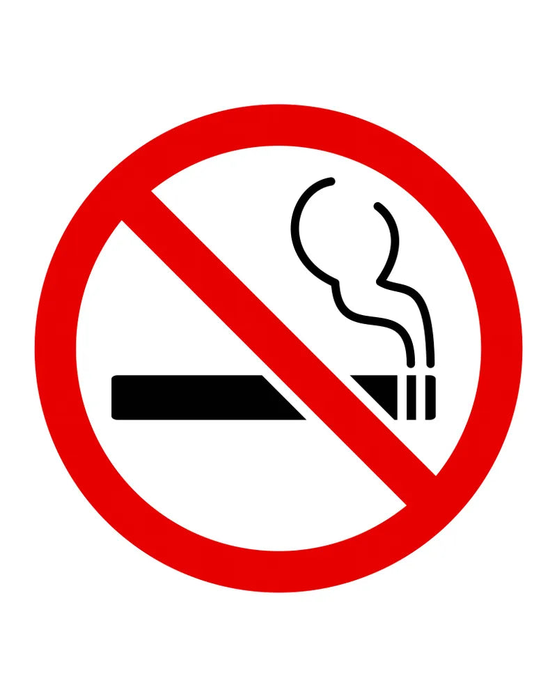 Set of 5 "No Smoking" stickers - 20x20 cm - Waterproof vinyl no-smoking sign for offices, cafes, and homes