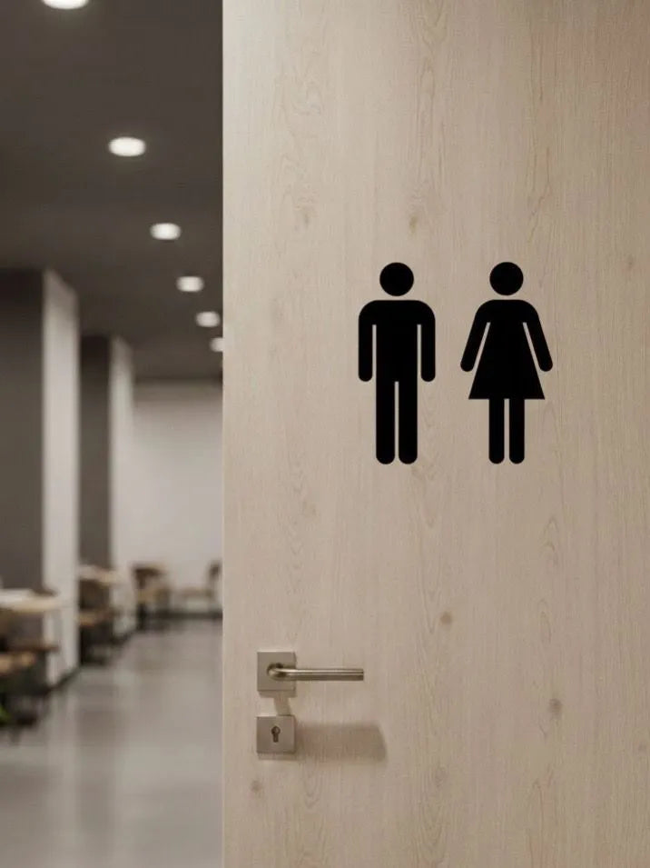 Toilet Door Sticker (M and F), a set of interior stickers for restaurants and offices
