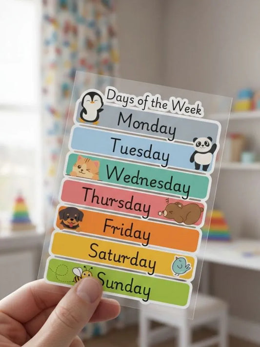 Days of the Week Kids Stickers - Cute Animal Learning Decals - Colorful Weekly Planner Stickers for Homeschool, Preschool & Classroom