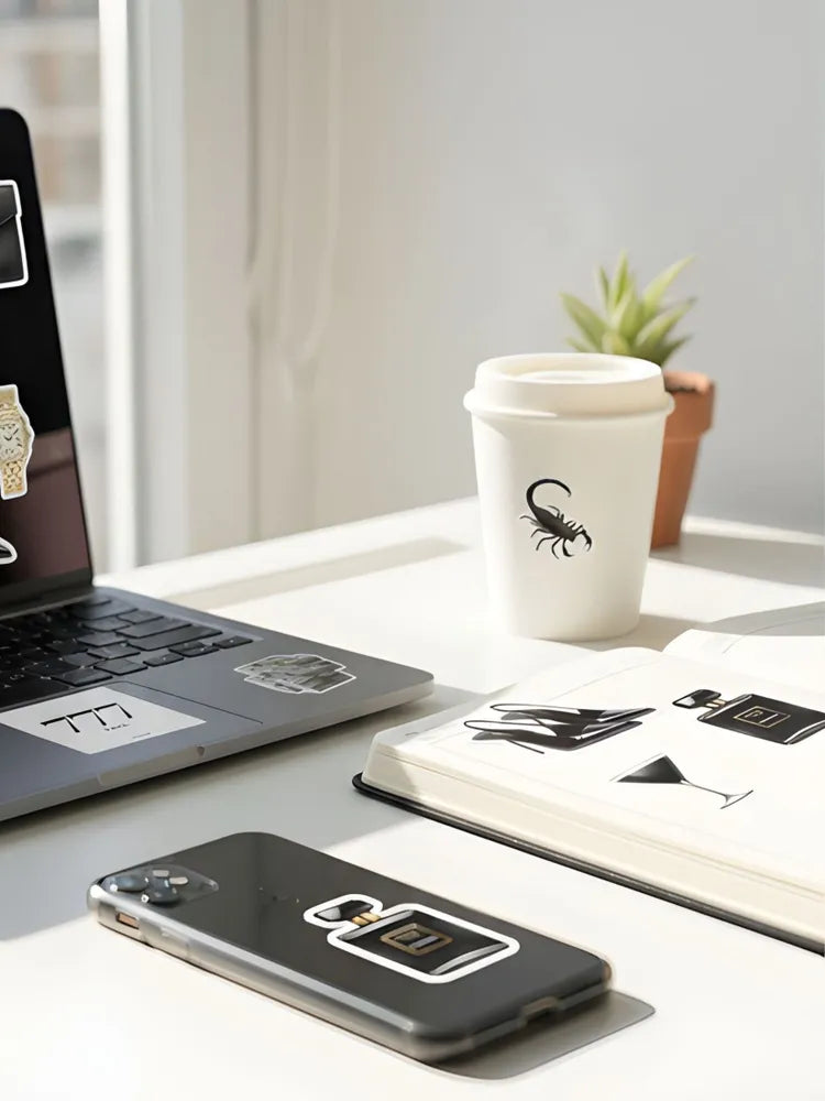 "Dream Life" Luxury Aesthetic Sticker Sheet - Wealth & Success Vision Board Decals - Black & Gold Vinyl Stickers for Laptop, Phone & Planner