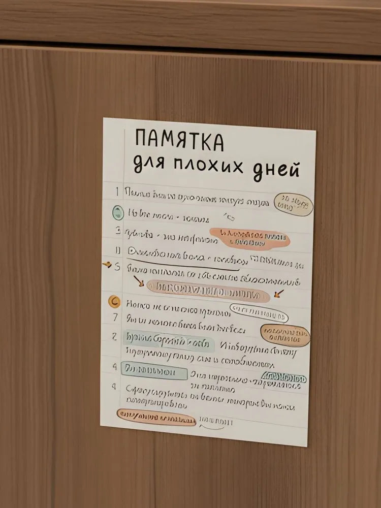 "Bad Day Reminder" Mental Health Support Card - Russian Language Affirmations - Aesthetic Self-Care Stationery