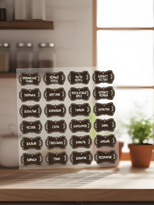 Russian Spice Labels Stickers Kitchen Organization Waterproof Pantry Decals