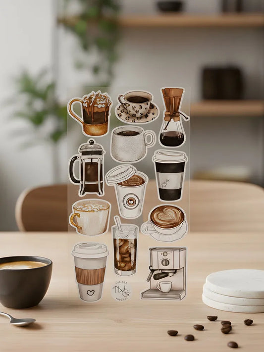 Aesthetic Coffee & Espresso Stickers for Scrapbooking