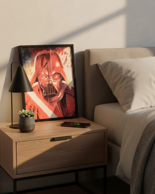 3D Lenticular Poster - Dark Lord in Black Armor - Red Laser Sword Motion Art 30x40cm