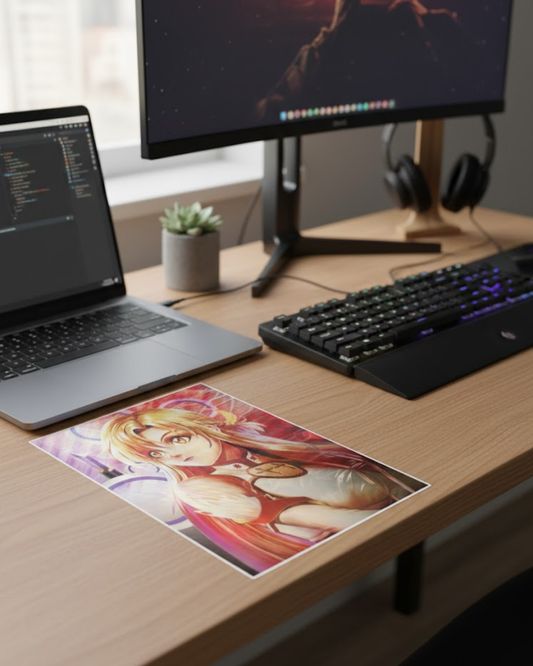 3D Lenticular Poster - Black Swordsman White Warrior - 30x40cm Motion Sticker Art