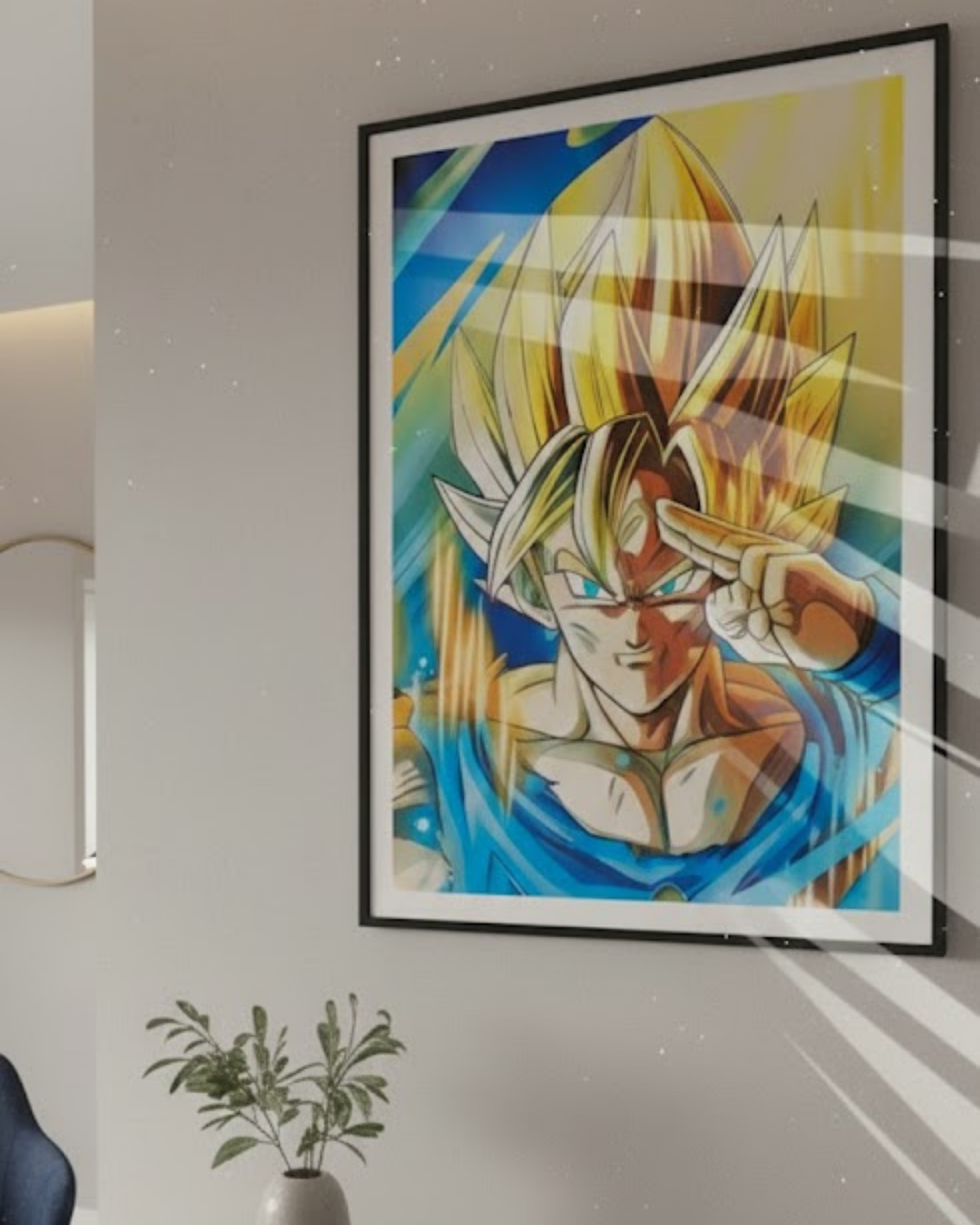 3D Lenticular Poster Divine Blue Aura Warrior Motion Sticker 30x40cm Anime Art #2