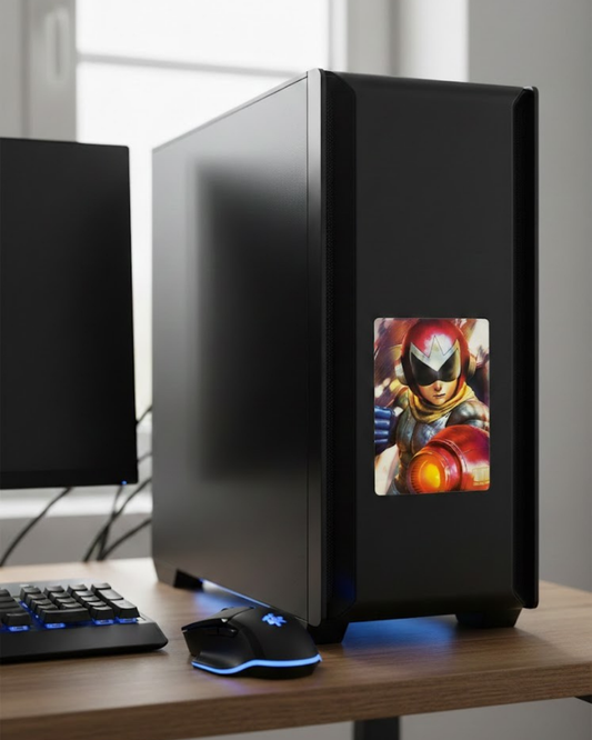 Cyber Warrior Duo 3D Holographic Poster Red Shield Rival Motion Sticker 30x40cm