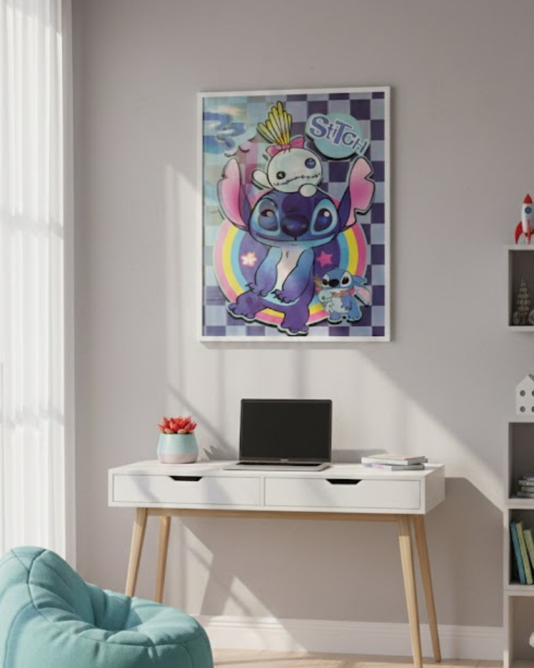 3D Lenticular Poster Blue Alien Creature Motion Sticker 30x40cm Wall Art
