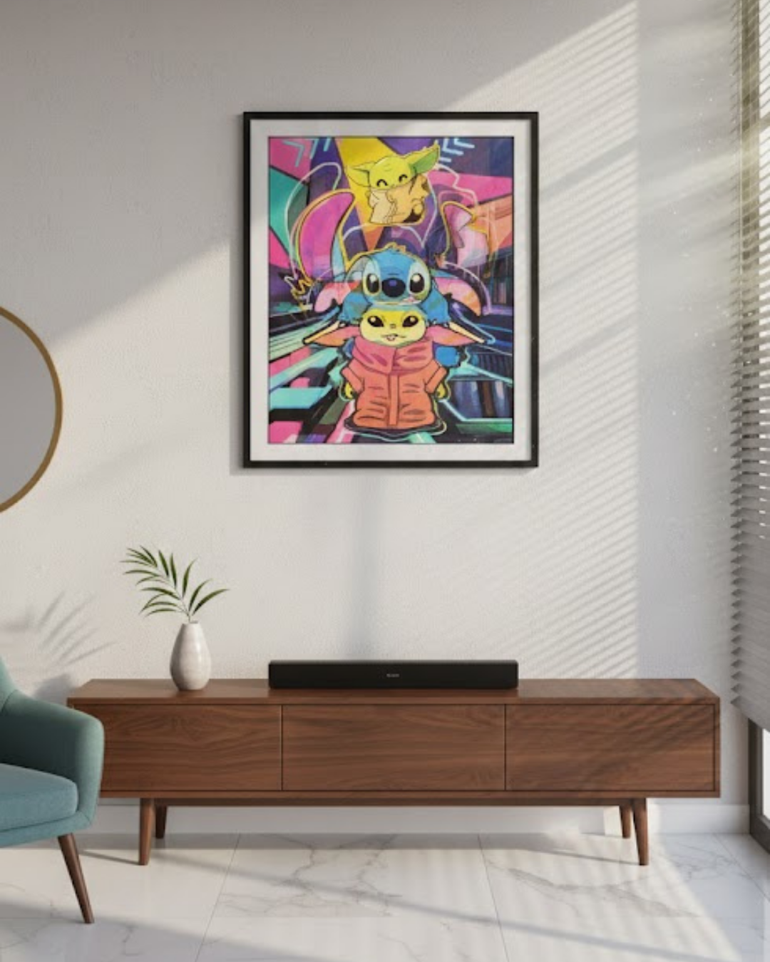 Blue Alien 3D Lenticular Poster Creature Motion Sticker 30x40cm Wall Art